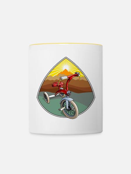 Dreirad fühlt sich gut an - Tasse zweifarbig - Weiß/Gelb