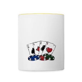 Bluff Champ Card Games Poker Card Player Poker - Contrasting Mug - white/yellow - Front