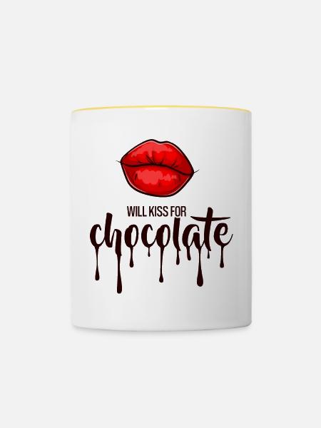 Wird sich für Schokolade küssen - Tasse zweifarbig - Weiß/Gelb