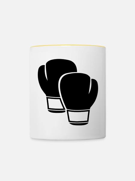Boxhandschuhe - Tasse zweifarbig - Weiß/Gelb