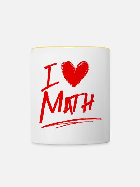 Ich liebe Mathe - Tasse zweifarbig - Weiß/Gelb
