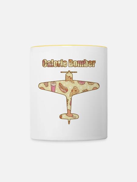 Fast Food Kalorien Bomber - Tasse zweifarbig - Weiß/Gelb