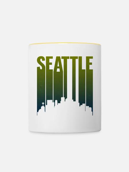 Seattle Skyline Grüngradient - Tasse zweifarbig - Weiß/Gelb