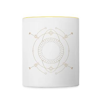 Conception de l’orbite du cercle d’étoile dorée - Mug contrasté - blanc/jaune - Devant
