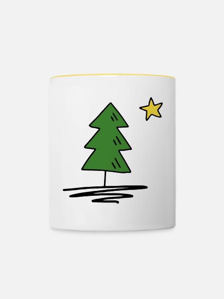 Tannenbaum - Tasse zweifarbig - Weiß/Gelb