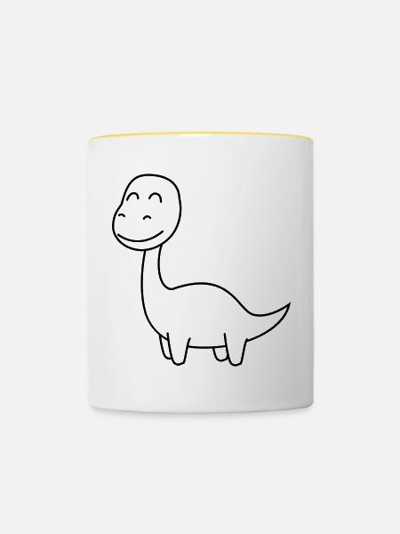Dinosaurier brontosaurus Comic - Tasse zweifarbig - Weiß/Gelb