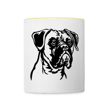 Tête de boxeur - Mug contrasté - blanc/jaune - Devant