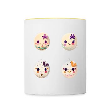 Colorful eggs painted for Easter - Contrasting Mug - white/yellow - Front