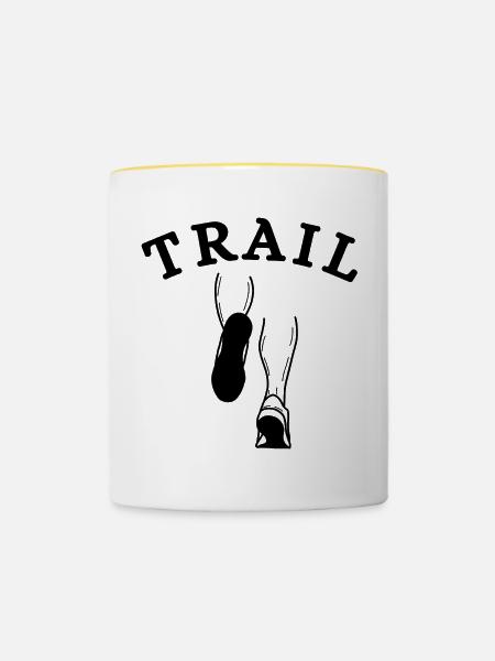 Trail, Trailrunning-Fan, Trailrunning - Tasse zweifarbig - Weiß/Gelb