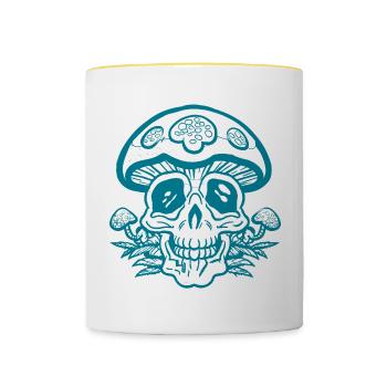 Skull'n'shrooms Stamp - Contrasting Mug - white/yellow - Front