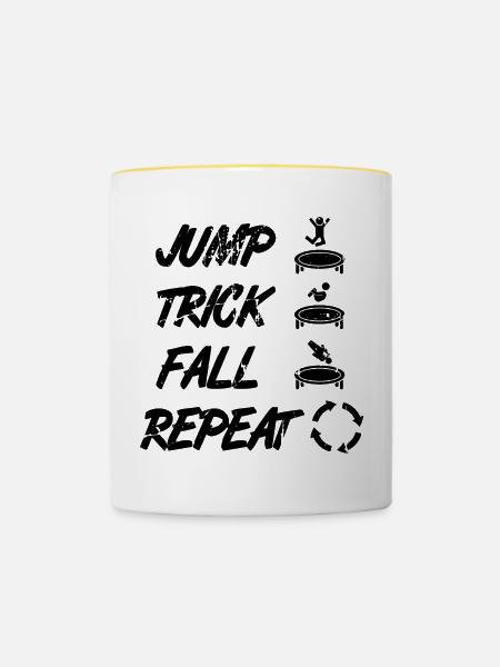 Jump Trick Fall Repeat - Tasse zweifarbig - Weiß/Gelb