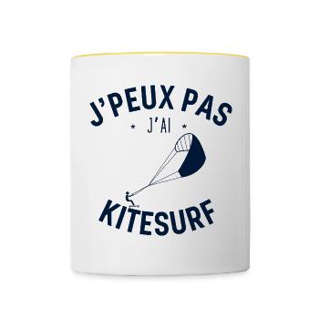 J Peux Pas J Ai KiteSurf - Mug contrasté - blanc/jaune - Devant