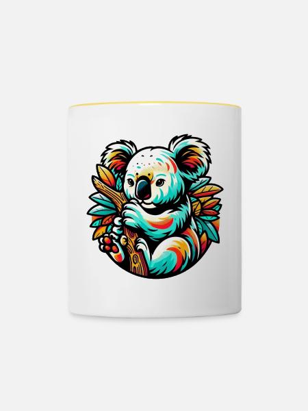 Koala - Tasse zweifarbig - Weiß/Gelb