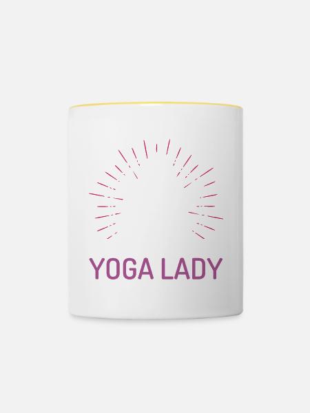Yoga Mädchen - Tasse zweifarbig - Weiß/Gelb