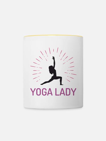 Yoga-Mädchen - Tasse zweifarbig - Weiß/Gelb