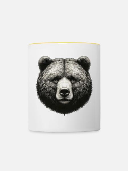 Bär - Tasse zweifarbig - Weiß/Gelb