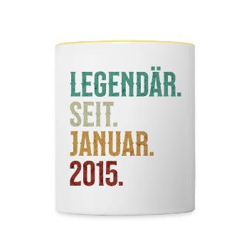 Legendär. Seit. Januar. 2015. Retro Birthday - Tasse zweifarbig - Weiß/Gelb - Vorne