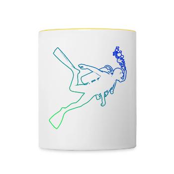 Scuba Diver Scuba Taucher Damen Diver Free Dive - Tasse zweifarbig - Weiß/Gelb - Vorne