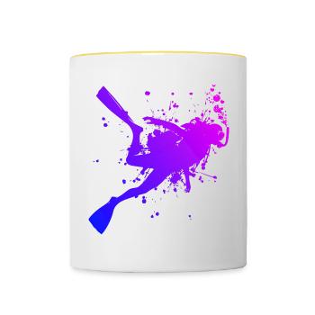 Scuba Diver Diving Men's Scuba Diving - Contrasting Mug - white/yellow - Front