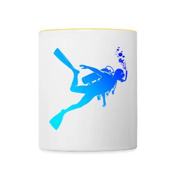 Diving Diver Diving Diver Men Free Dive - Contrasting Mug - white/yellow - Front