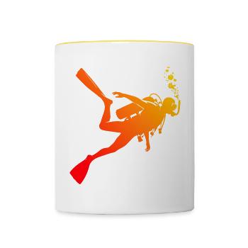 Plongeur Homme Plongeur Plongeur Plongée Libre - Mug contrasté - blanc/jaune - Devant