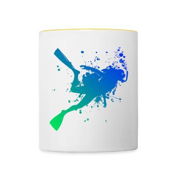 Plongeur Homme Plongeur Plongeur Femme Plongeur - Mug contrasté - blanc/jaune - Devant