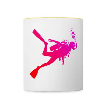 Diving Tauchen Scuba Diver Scuba Taucher - Tasse zweifarbig - Weiß/Gelb - Vorne