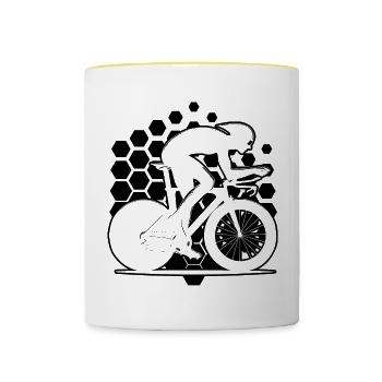 Road Cyclist Men Road Bike Road Bike Road Bike - Contrasting Mug - white/yellow - Front