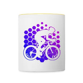 Road Cyclist Road Cycling Road Bike Road Bike - Contrasting Mug - white/yellow - Front