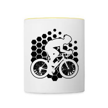 Damen Road Bike Rennradfahren Rennradfahrer - Tasse zweifarbig - Weiß/Gelb - Vorne