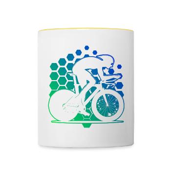 Vélo de route Cycliste de route Vélo de route Hommes Cyclisme sur route - Mug contrasté - blanc/jaune - Devant