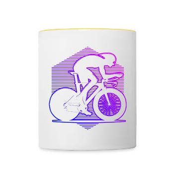 Rennradfahren Rennrad Rennradfahrer Damen - Tasse zweifarbig - Weiß/Gelb - Vorne