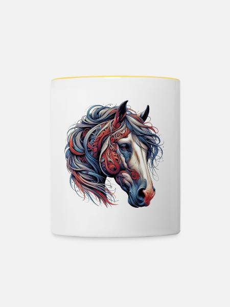Pferd - Tasse zweifarbig - Weiß/Gelb