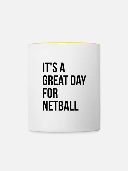 Netball Netball Netball - Tasse zweifarbig - Weiß/Gelb