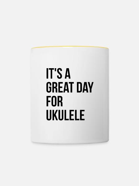 Ukulele Ukulele Ukulele - Tasse zweifarbig - Weiß/Gelb
