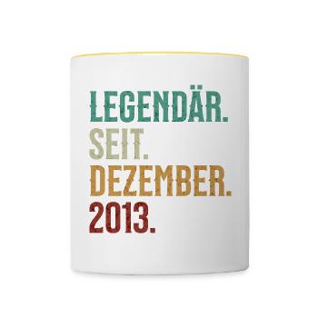 Legendär. Seit. Dezember. 2013. Retro Birthday - Tasse zweifarbig - Weiß/Gelb - Vorne