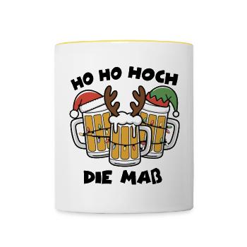 Dreier Festbier Gläser Toast Weihnachtsbier - Tasse zweifarbig - Weiß/Gelb - Vorne