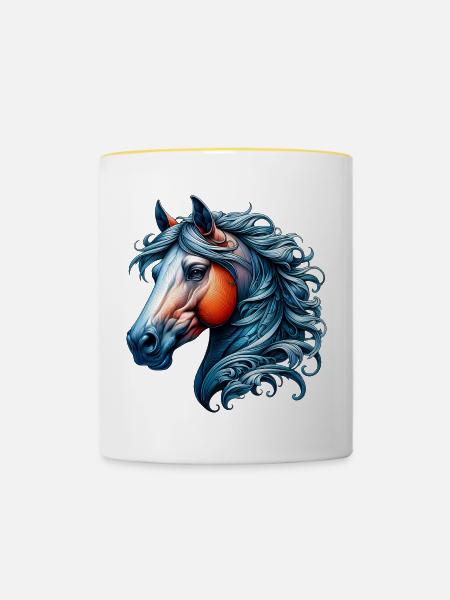 Pferd - Tasse zweifarbig - Weiß/Gelb