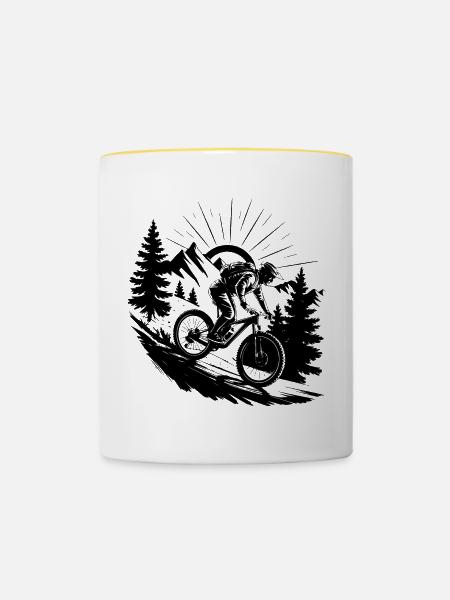 MTB Mountainbike - Tasse zweifarbig - Weiß/Gelb