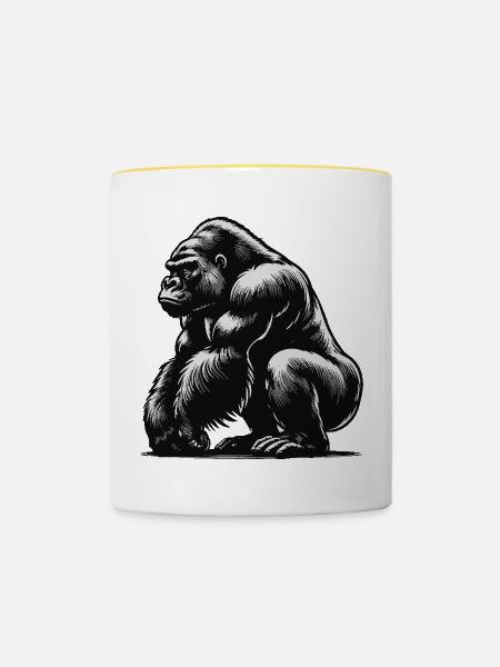 Gorilla - Tasse zweifarbig - Weiß/Gelb