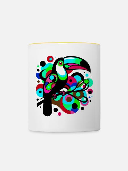 Tukan - Tasse zweifarbig - Weiß/Gelb