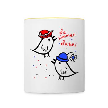 da simmer dabei, Karneval - Tasse zweifarbig - Weiß/Gelb - Vorne