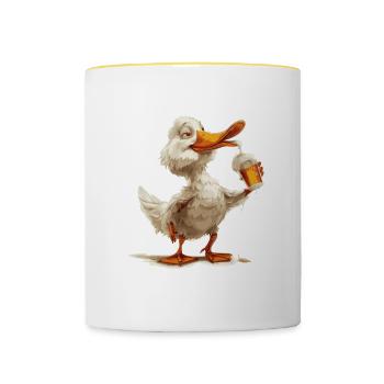 Duck Beer Funny - Contrasting Mug - white/yellow - Front
