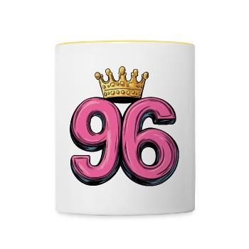 96 Nombre Couronne - Mug contrasté - blanc/jaune - Devant