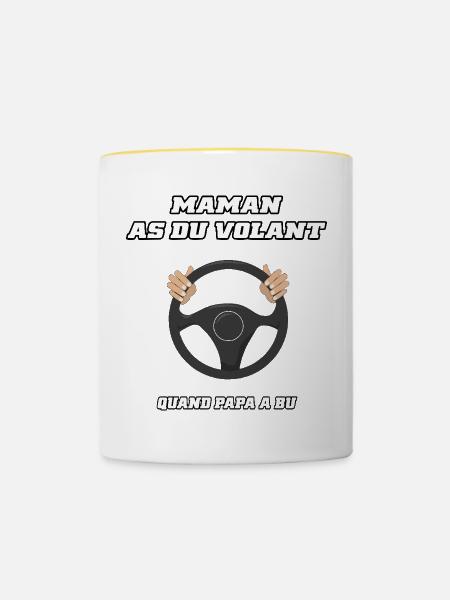 Mama als Fahrer-Ass - Tasse zweifarbig - Weiß/Gelb