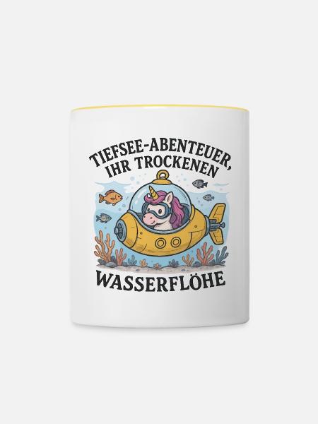 Einhorn-Tiefsee-U-Boot - Tasse zweifarbig - Weiß/Gelb