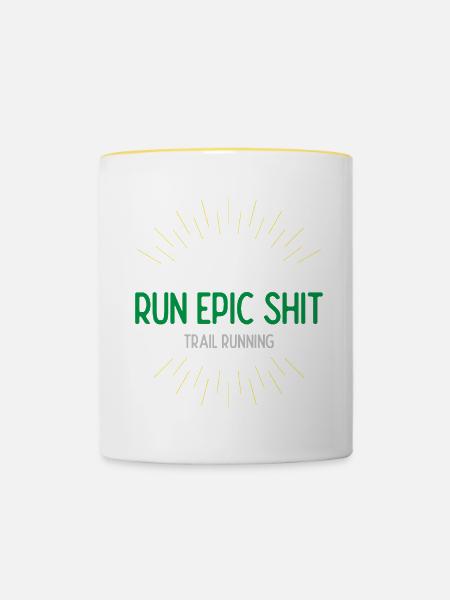 Run Epic Shit - Trailrunning - Tasse zweifarbig - Weiß/Gelb