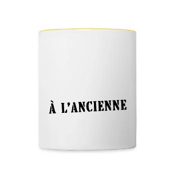 à l'ancienne - Mug contrasté - blanc/jaune - Devant