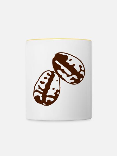 Kaffeebohnen - Tasse zweifarbig - Weiß/Gelb