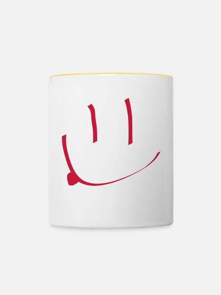 Lächeln - Tasse zweifarbig - Weiß/Gelb